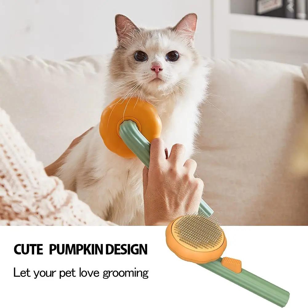 Gogetcart Pumpkin Pet Grooming Brush – Self-Cleaning Slicker Brush for Dogs, Cats, Puppies & Rabbits