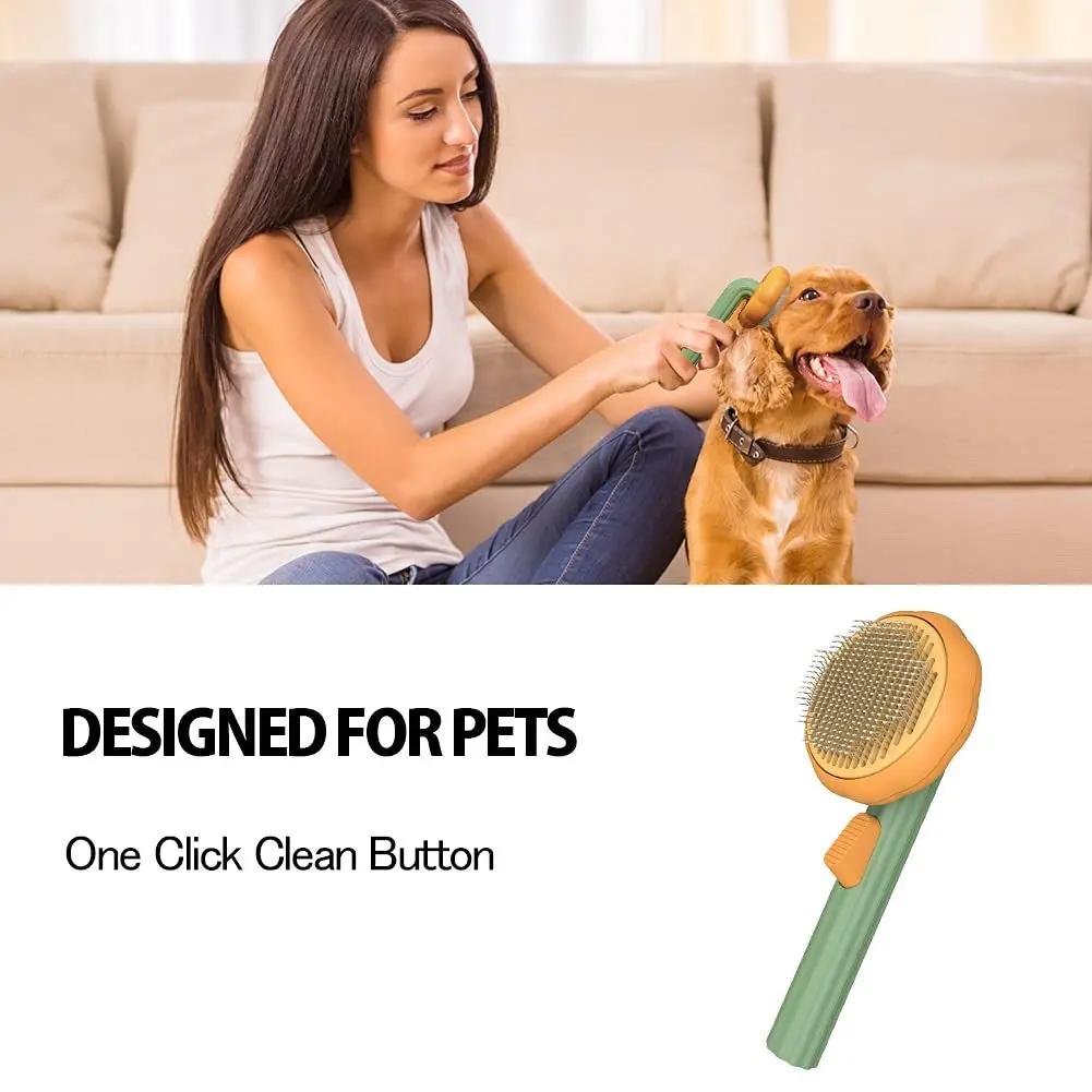 Gogetcart Pumpkin Pet Grooming Brush – Self-Cleaning Slicker Brush for Dogs, Cats, Puppies & Rabbits