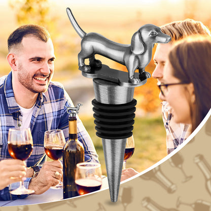 Gogetcart Dachshund Dog Wine Stopper – Cute Reusable Bottle Stopper for Wine & Champagne, Gift for Men & Women