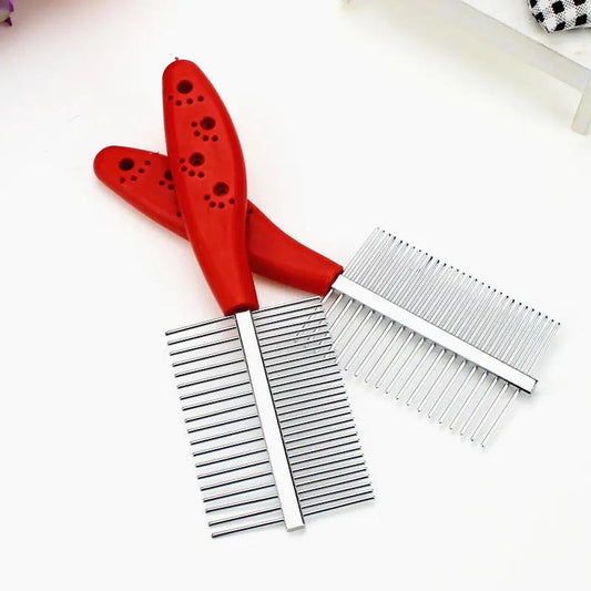 Gogetcart Double-Row Pet Grooming Comb – Stainless Steel Teeth with Ergonomic Non-Slip Handle for Dogs & Cats