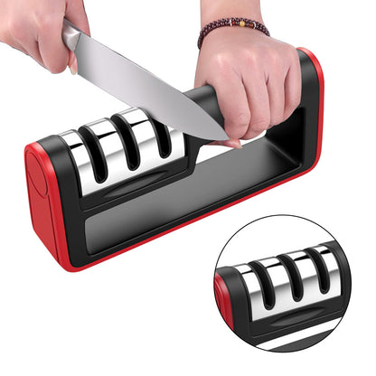 Gogetcart Professional 3-Stage Knife Sharpener – Diamond, Ceramic & Coarse Sharpening Tool with Non-Slip Base