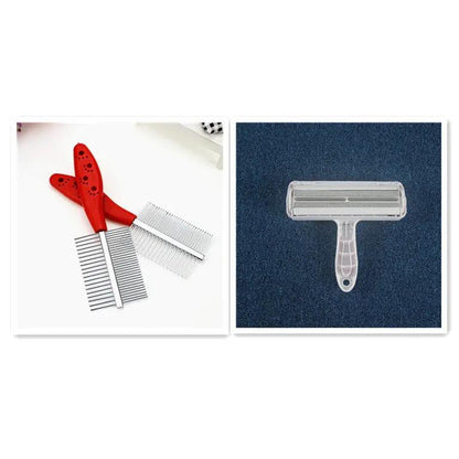 Gogetcart Double-Row Pet Grooming Comb – Stainless Steel Teeth with Ergonomic Non-Slip Handle for Dogs & Cats